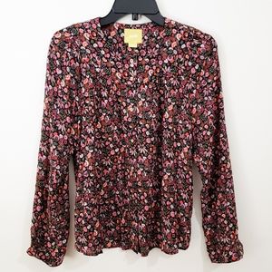 MAEVE ANTHROPOLOGIE LONG SLEEVE FLORAL BLOUSE MED
